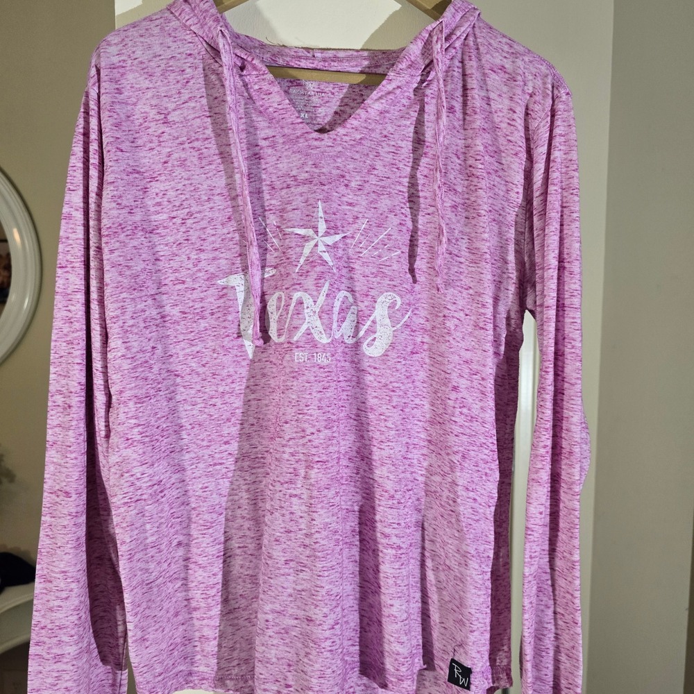 Ragwear USA Texas Graphic Hoodie Pink Space Dye‎ Long Sleeve V-Neck XL